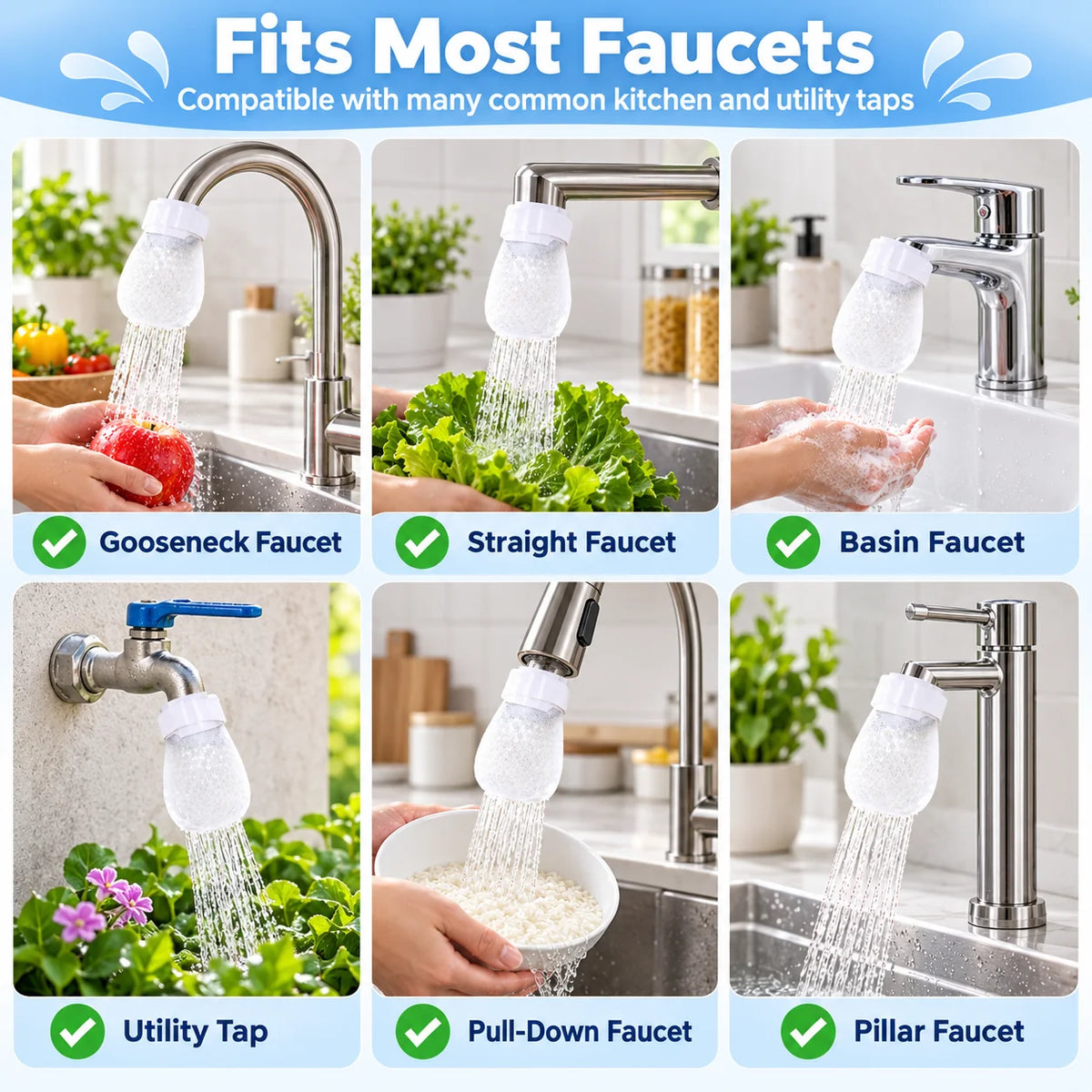 20PCS Sink Faucet Water Filter Cotton Pads with Cable Tie