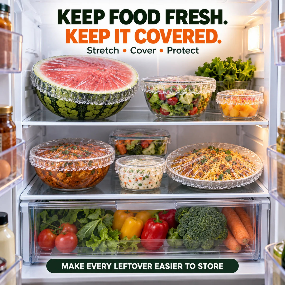 Disposable Food Covers Elastic Plastic Lids (Pack of 100)
