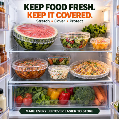 Disposable Food Covers Elastic Plastic Lids (Pack of 100)