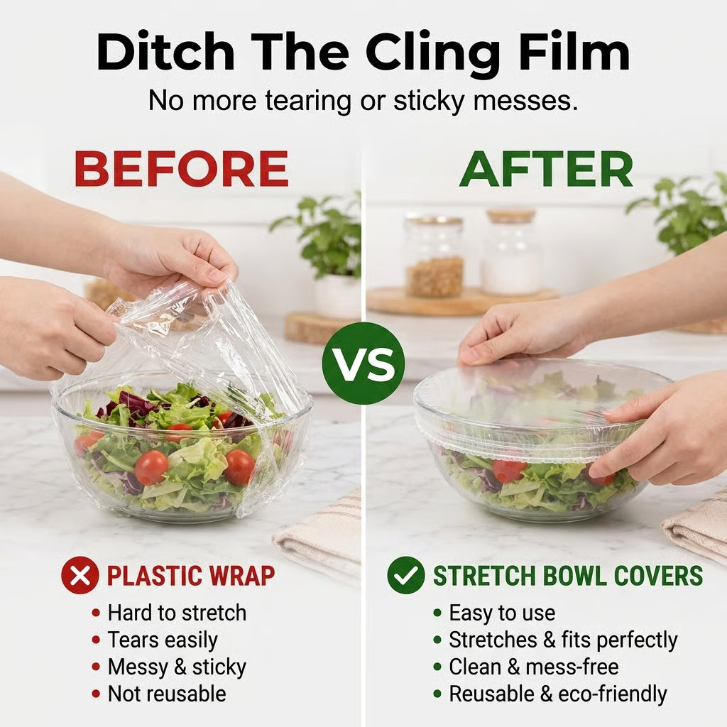 Disposable Food Covers Elastic Plastic Lids (Pack of 100)