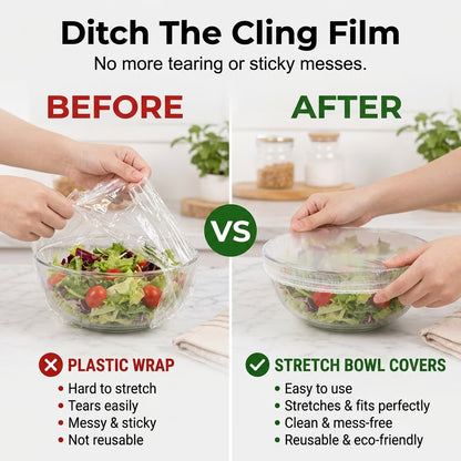 Disposable Food Covers Elastic Plastic Lids (Pack of 100)